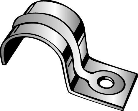Product image for Minerallac 125C Jiffy Clip, One Hole Strap, BX 12-3, 10-2, 10-3, 1/4" Pipe or Rigid/IMC Conduit, SER 8 & 1/2" Tubing, Copper-Plated