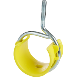 Mayer-DDS-2" Diameter Bridle Ring with Plastic Saddle, 1/4"-20 Thread, Saddle Provides Wide Base for Cable, Zinc Plated/Yellow-1