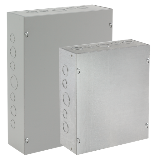 Screw-Cover, Type 1, 12.00x10.00x4.00, Gray, Steel, with Knockouts