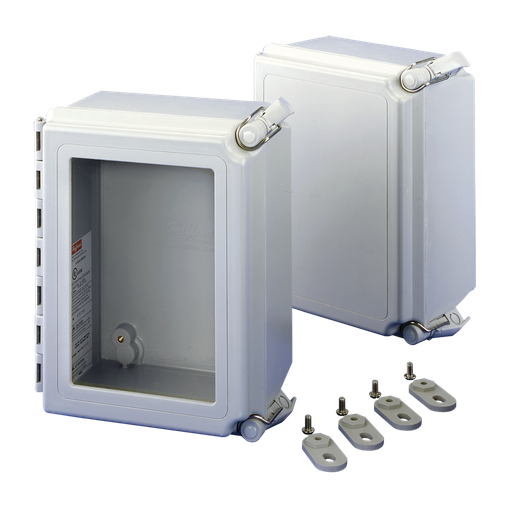 Continuous Hinge, Type 4X, 14.00x12.00x8.00, Fiberglass, QR Cover