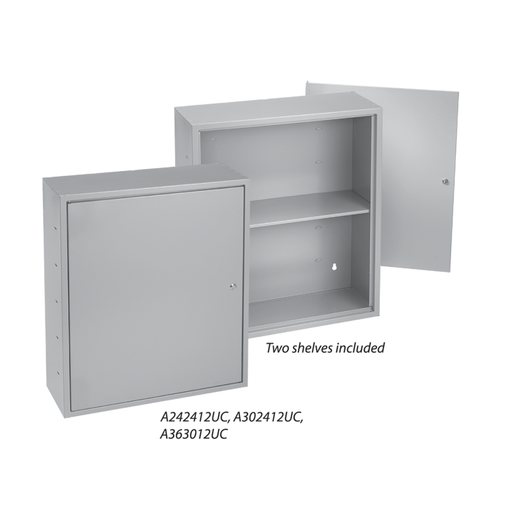 Locking Utility Cabinets with Shelves, Type 1, 30.00x24.00x12.00, Gray, Steel