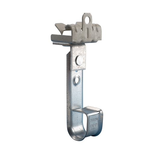 nVent CADDY Cablecat J-Hook with Hammer-On Flange Clip, Swivel, Steel, Spring Steel, 3/4" dia, 5/16"–1/2" Flange