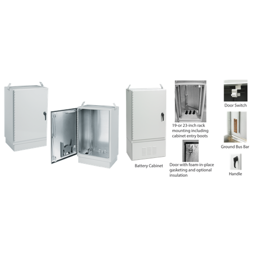 FTTX Fiber Optic Cabinet Package, Type 4X, 50x30x20, Lt Gray, Al, Dual