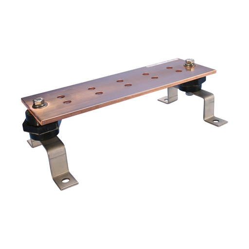 Grounding Busbar, w/Insulators and Brackets, BB, 16" x 4" x 0.25"