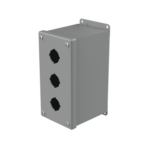 E3PBX - Extra-Deep Pushbutton Enclosure Type 12, 3PBx30.5mm, Gray, Steel