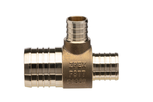 (Crimp) XL Brass Tee – Large Diameter, 1-1/2-Inch Barb x 1-1/2-Inch Barb x 1/2-Inch Barb