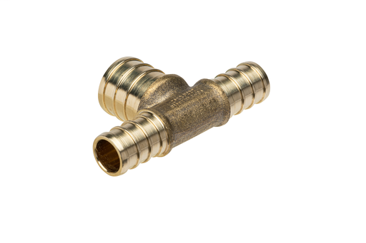 (Crimp) XL Brass Tee – Large Diameter, 2-Inch Barb x 1-1/2-Inch Barb x 3/4-Inch Barb