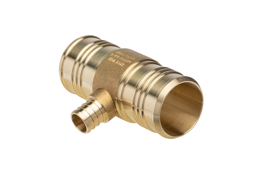 (Crimp) XL Brass Tee – Large Diameter, 1-1/4-Inch Barb x 1-1/4-Inch Barb x 1/2-Inch Barb
