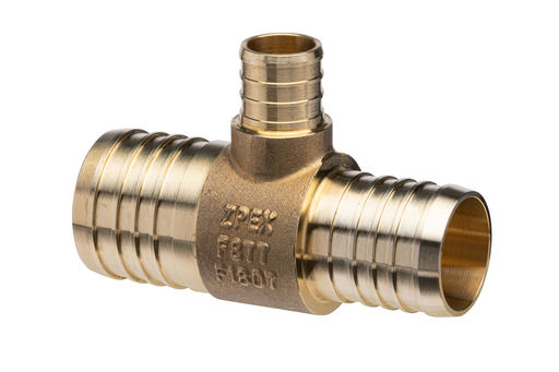 (Crimp) XL Brass Tee – Large Diameter, 1-1/2-Inch Barb x 1-1/4-Inch Barb x 3/4-Inch Barb