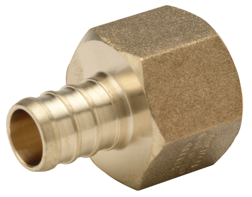 (Crimp) Brass Female Adapter - 1/2-Inch Barb x 3/4-Inch FPT, Small
