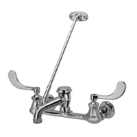 Z842M4 - AquaSpec® wall-mount faucet with 6" vacuum breaker spout, 4" wrist blade handles, pail hook, 3/4" hose end and brace
