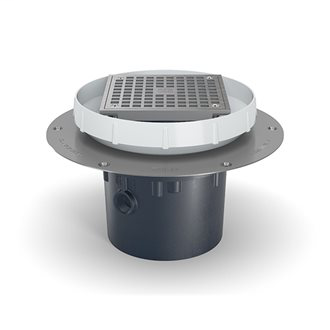 EZ2-PV4-ST - EZ2 PVC Drain with 5" Nickel Bronze Strainer, Stainless Steel Deck Plate, and 4" Outlet