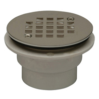 FD2260-AB2 - 2" ABS Shower Stall Drain, 4 1/16" Round, Stainless Steel Strainer