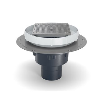 EZC2-PV2-ST - EZC2 PVC Cleanout with 5" Nickel Bronze Cover, Stainless Steel Deck Plate, and 2" x 3" Outlet