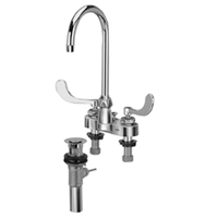 Z812B4-XL-P - AquaSpec® centerset 5-3/8" gooseneck faucet with 4" wrist blade handles and pop-up drain