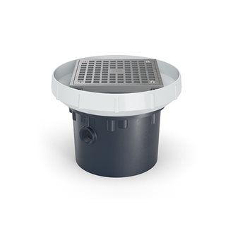 EZ1-PV4-ST - EZ1 PVC Drain with 5" Square Nickel Bronze Strainer and 4" Solvent Weld Outlet