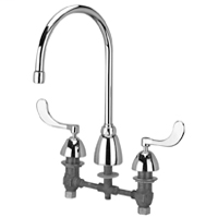 Z831C4-XL-ICT - AquaSpec® widespread faucet with 8" gooseneck, 4" wrist blade handles and interconnecting copper tubes