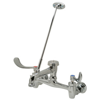 Z843M4-XL - AquaSpec® wall-mount sink faucet with 6" vacuum breaker spout, 4" wrist blade handles, pail hook, 3/4" hose end and brace (lead free)