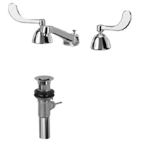 Z831R4-XL-P - AquaSpec® widespread faucet with 5" cast spout, 4" wrist blade handles and pop-up drain