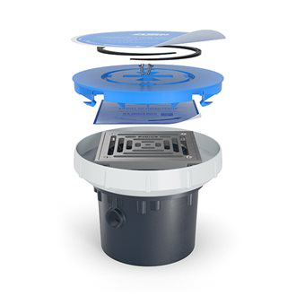 EZ1-PV4-ST-SS - EZ1 PVC Drain with 5" Square Stainless Steel Strainer and 4" Solvent Weld Outlet