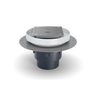 EZC2-AB3-ST - EZC2 ABS Cleanout with 5" Nickel Bronze Cover, Stainless Steel Deck Plate, and 3" x 4" Outlet