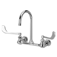 Z842B6 - AquaSpec® wall-mount sink faucet with 5-3/8" gooseneck and 6" wrist blade handles