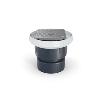 EZC-AB4-S6-SS - EZC ABS Cleanout with 6" Square Stainless Steel Cover, and 4" Solvent Weld Outlet