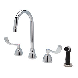 Z831B4-XL-HS - AquaSpec® widespread faucet with 5-3/8" gooseneck, 4" wrist blade handles and hose spray