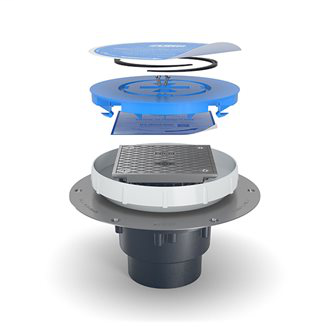 EZC2-PV3-ST - EZC2 PVC Cleanout with 5" Nickel Bronze Cover, Stainless Steel Deck Plate, and 3" x 4" Outlet