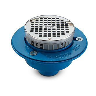 FR05CPC2N-C - 5" Chrome-Plated Top Assembly Floor Drain with 2" No-Hub, Cast Iron Body